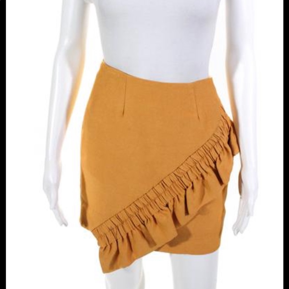 Mid Rise Ruffle Mini Pencil Skirt